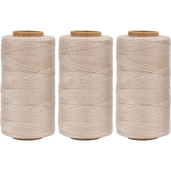 Polyester Thread 110 Yards Each Spool for Hair Extensions, 3 Rolls Weave Sewing Threads for Hand Sewing, Making Wigs DIY (3 Thread, Blond)