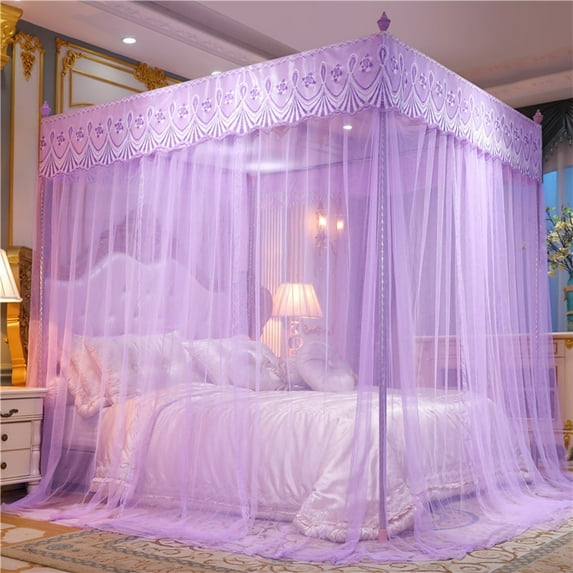 Polyester Three Door Style Floor Length Bed Canopy Bed Net for Bedroom Decor Queen Size 120x200x200cm 1-Pack
