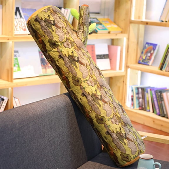 Polyester Throw Pillow 1Pcs 90cm Tree Stump Bolster Pillow Soft Brown Faux Wood Log Body Pillow For Couch Realistic Wood Grain Decorative Pillow For Bedroom Living Room Home Decor JASKFLY