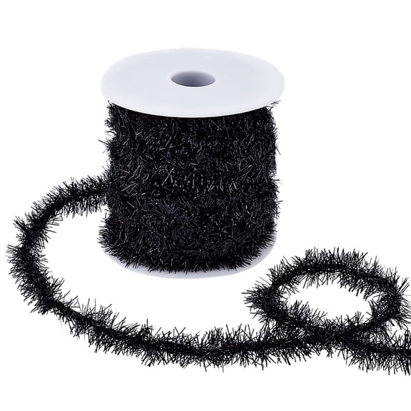 Polyester Tinsel Garland for Wedding Birthday Party Decor Black 20mm 20m/set DIY
