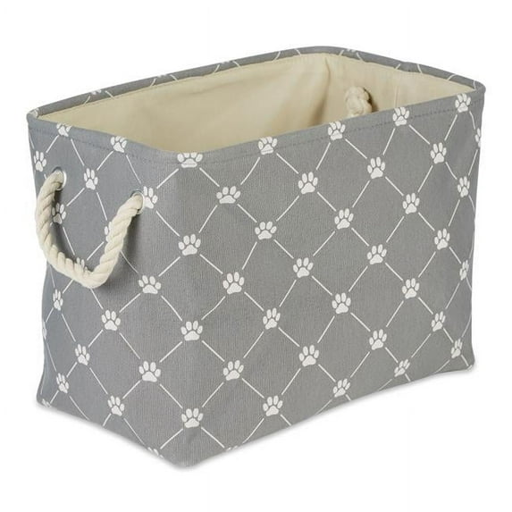 Polyester Trellis Paw Rectangle Pet Bin, Gray