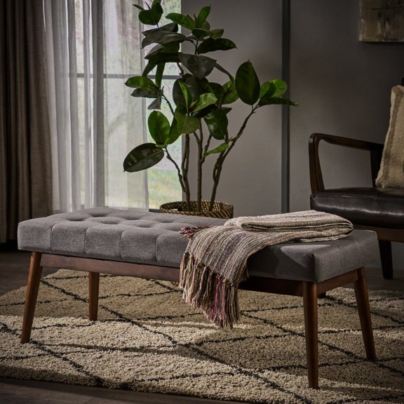 Polyester Tufted Buttoned Ottoman / Offer Comfortable Foot Rest at Home