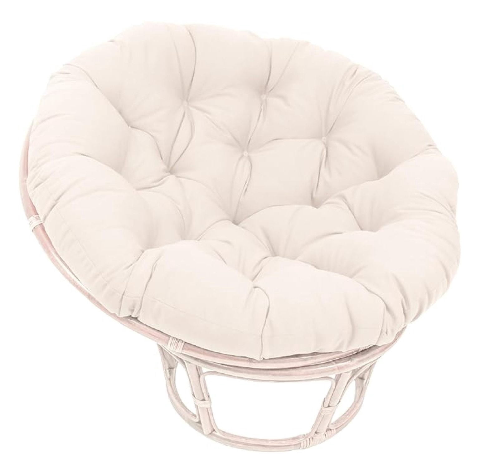 Polyester Twill Papasan Cushion - 36 Inch Round - Natural, Tufted Floor Cushion for Rattan Chairs - Indoor Home Decor, Comfy Seat Pad