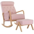 thumbnail image 1 of Polyester Upholstered High Backrest Accent Glider Rocker Chair With Ottoman Pink, 1 of 5