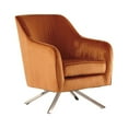 thumbnail image 1 of Polyester Upholstered Swivel Accent Chair with Welt Trim, Orange, 1 of 3
