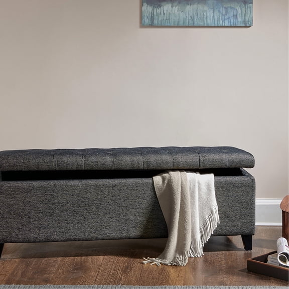 Polyester Upholstered Tufted Bench | Interior Storage for Blankets | Beautifies Your Home