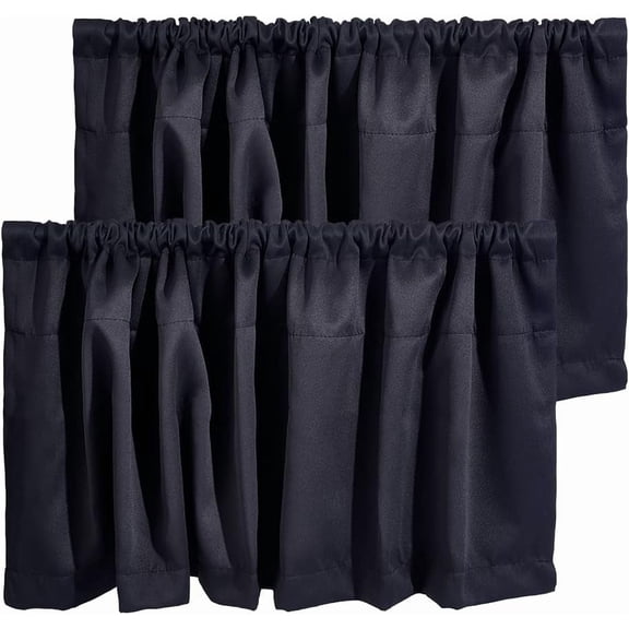Polyester Valances Half Window Curtain for Kitchen Living Room Bedroom Black 1320x457x6mm for diy