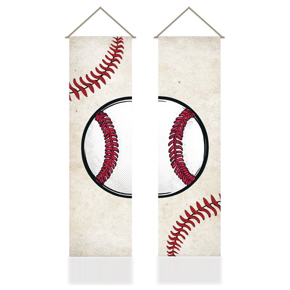 Polyester Wall Hanging Tapestry for Bedroom Living Room Decoration Rectangle Baseball 1160x330mm 2pcs/set