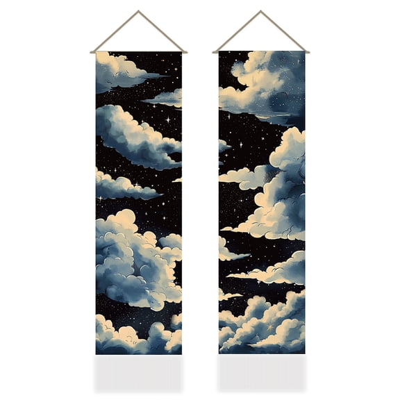 Polyester Wall Hanging Tapestry for Bedroom Living Room Decoration Rectangle Cloud 1160x330mm 2pcs/set for DIY