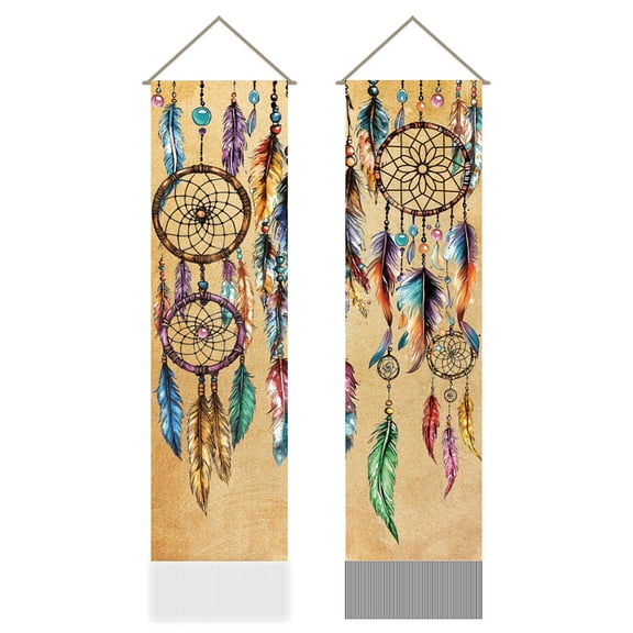Polyester Wall Hanging Tapestry for Bedroom Living Room Decoration Rectangle Feather 1160x330mm 2pcs/set