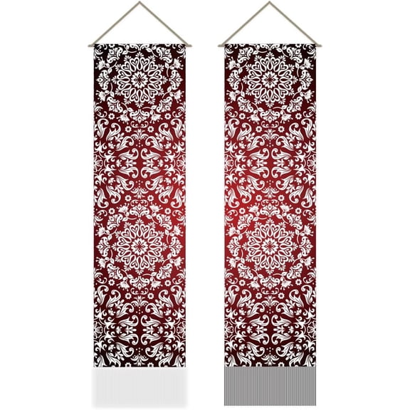 Polyester Wall Hanging Tapestry for Bedroom Living Room Decoration Rectangle Flower 1160x330mm