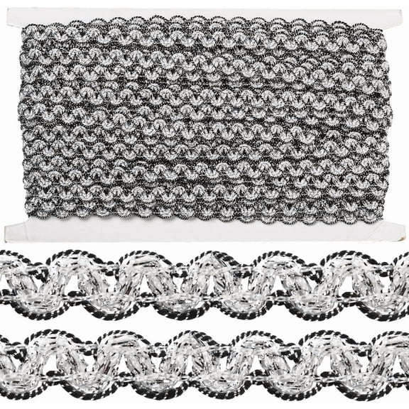 Polyester Wavy Lace Trim for Curtain Home Textile Decor Silver 1/2 inch(11.5mm) for diy
