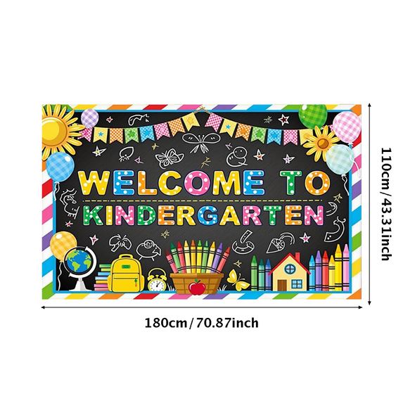 Polyester Welcome Banner Classroom Decoration Colorful Design School Party for Kindergarten Classroom Back to School Kids Event