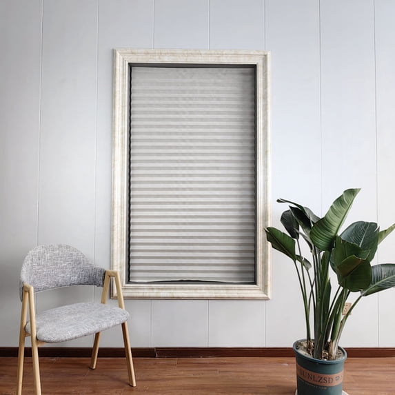 Polyester Window Curtain Pleated Shades Light Filtering Blinds Easy Install Drill Tools Required for Living Room Bedroom, 59x23 in, Gray