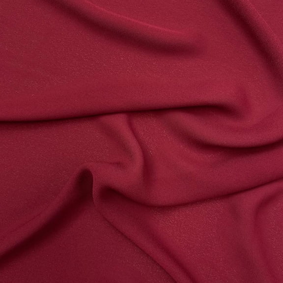 Polyester Wool Dobby (58/60 Inch) Chiffon Fabric By The Yard - For Sewing Apparel, Accessories, & Décor - Burgundy (5 Yards)