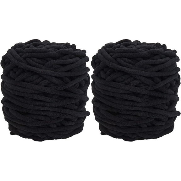 Polyester Yarn for Baby Coat Vest Scarf Hat Black 7x2mm 2 skeins/set
