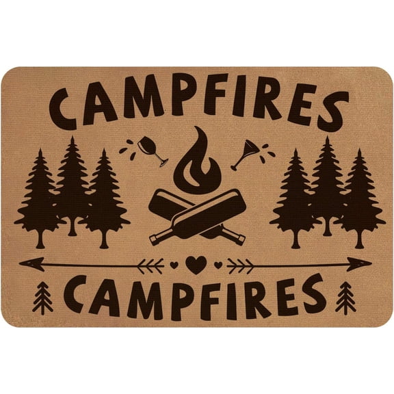 Polyester and Rubber Ground Mat Rectangle with Word CAMPFIRES Peru Word 40x60cm