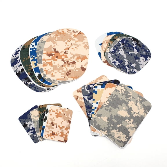 Polyeter Hot Melt Glue Patches Camouflage Pattern Rectangle & Oval Mixed Color 75~165x55~120x0.3mm 20pcs/set DIY
