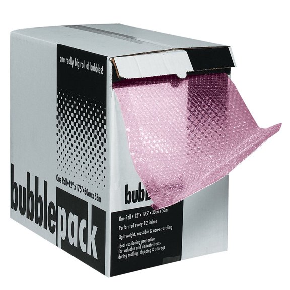 Polyethylene Anti-Static Bubble Dispenser Pack, 50' L x 24" W, 1/2" Thick, Pink (BD1224AS)