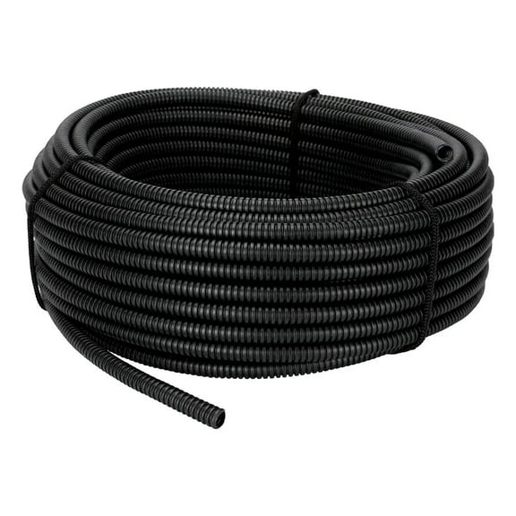 Polyethylene Flexible Split Loom Tubing 1/4" Diameter 25ft Long Coil -Black