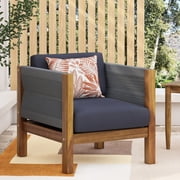 Polyethylene Rattan and Acacia Wood Chair | Creates Breezy Outdoor Atmosphere