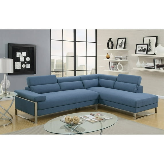 Polyfiber 2 Piece Sectional On Metal Base, Blue