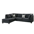 thumbnail image 1 of Polyfiber 3 Pieces Sectional Set With Ottoman In Black, 1 of 4