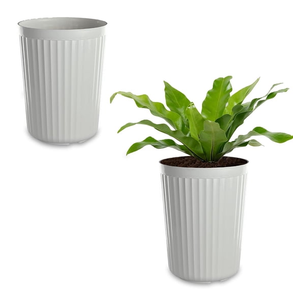 Polyfiber Pots For Plants Balcony, Outdoor Flower Pots For Garden, White - 14 Inch | Planters For Home Dcor & Office, Long Flower Pots For Garden | Indoor Terrace Gamla For Plants - 2 Piece