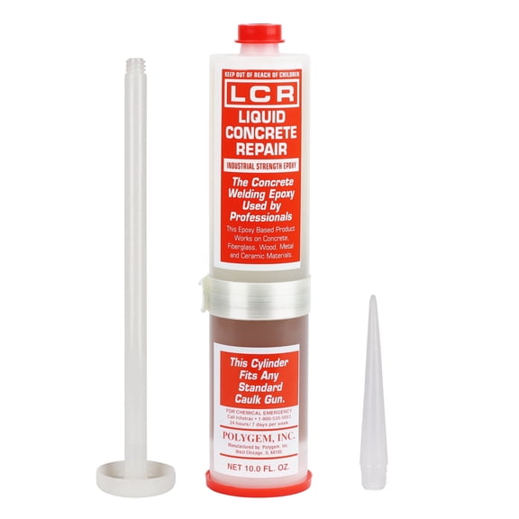 Polygem LCR Amber Injection Epoxy Adhesive for Concrete and Wood Repair, 10 oz Cartridge