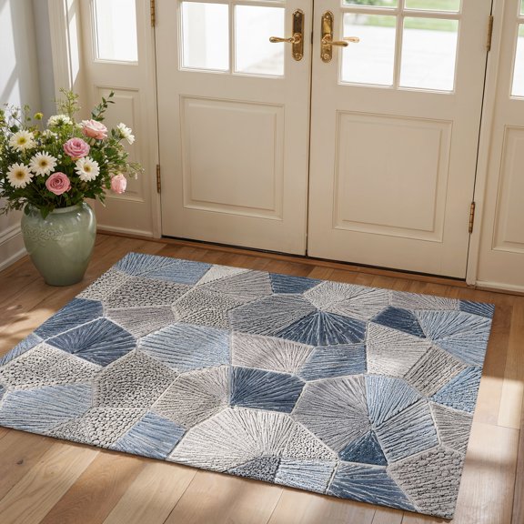 Polygon Area Rug 2'x3', Non-Slip Washable Rectangle Door Mat Indoor Carpet for Living Room Bedroom Kitchen