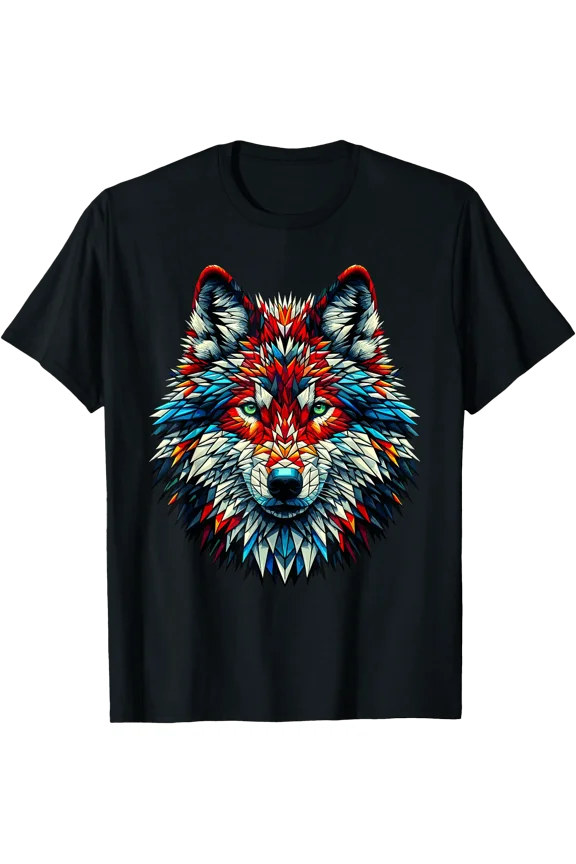 Polygon Art Red Wolf Lover Wolves T-Shirt, Unisex T-Shirt