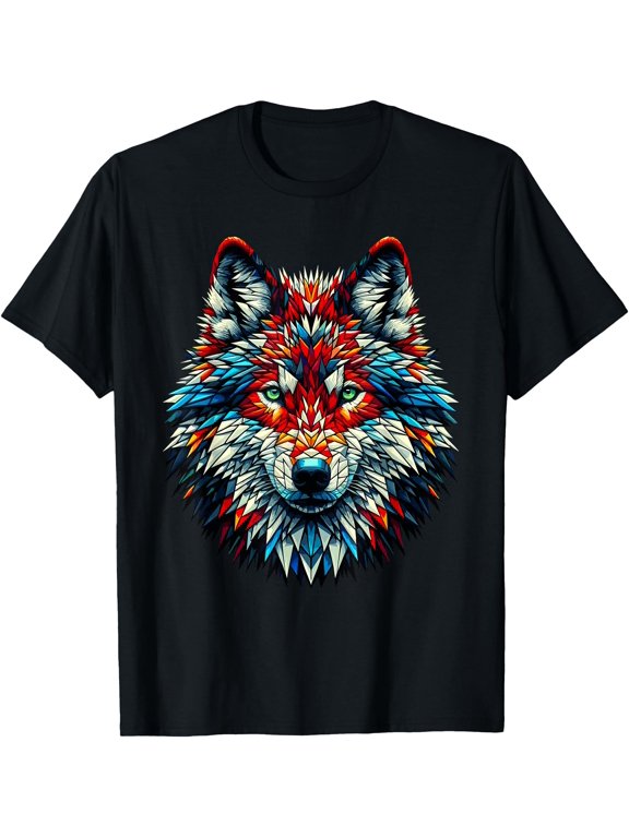 Polygon Art Red Wolf Lover Wolves T-Shirt