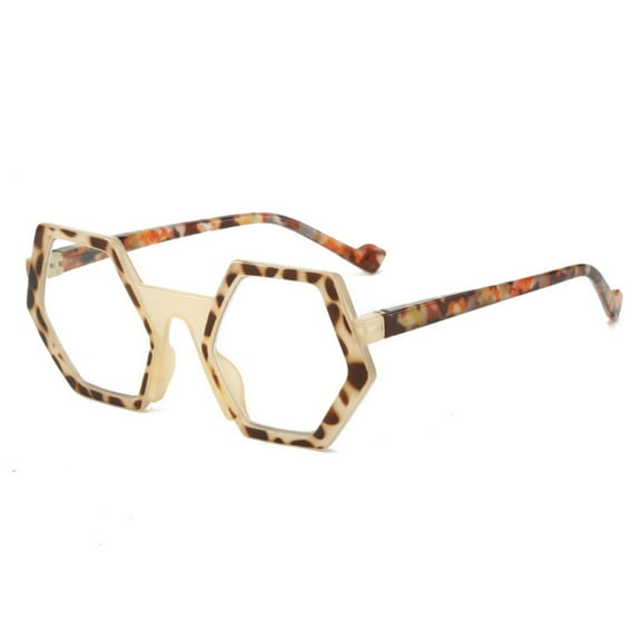 Polygon Blue Light Blocking Reading Glasses Oversized Brown Tortoiseshell Presbyopic Glasses Stylish Candy Color Spring Hinge Readers