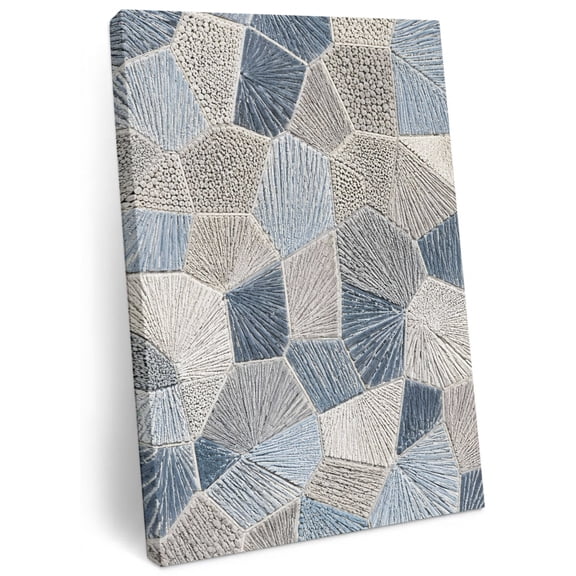 Polygon Canvas Wall Art for Living Room, Modern Minimalist Blue Gray Geometric Thread Texture Poster Print Painting for Desk Vanity Narrow Stair Wall Decoration Wall Pictures Prepare To Hang 8"x10"