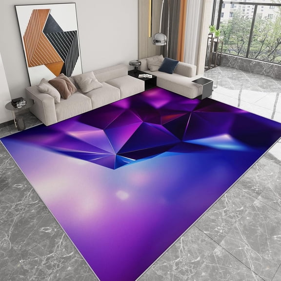 Polygon Geometry Area Rugs, Polygons Triangles Geometry Carpet, Washable Non Slip Low Pile Soft Rug for Living Room Bedroom Office Decor Mat 5x8ft