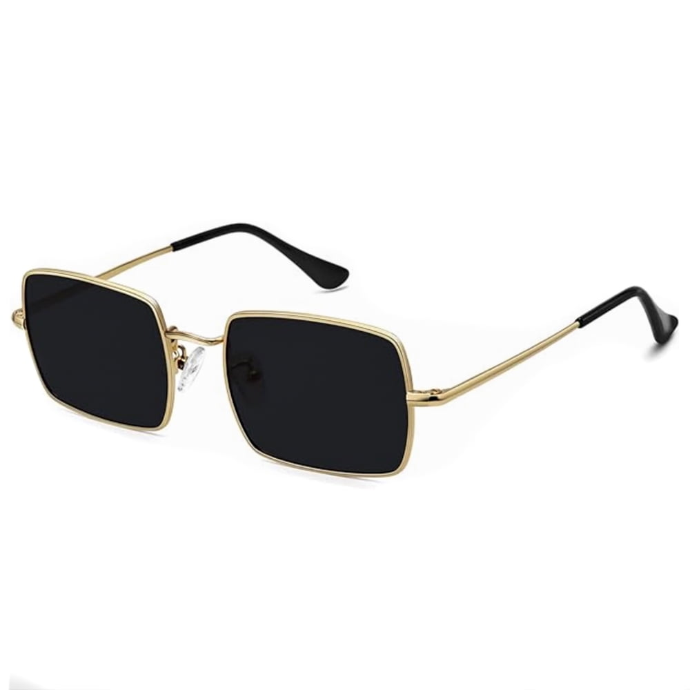 Polygon Gold Wire Frame Cool Tendy Luxury Fashion Polarized Retro Rectangle Black Sunglasses for