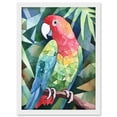 thumbnail image 1 of Polygon Parrot Bird On Tree Branch Watercolour Painting Artwork Framed Wall Art Print A4, 1 of 4