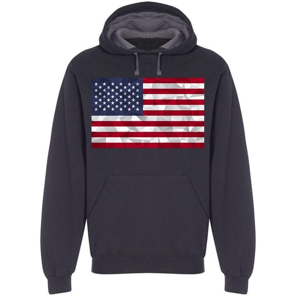 Polygon Style Us Flag Hoodie Men -Image by Shutterstock, Male x-Large