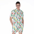 thumbnail image 1 of Polygon Tulip Pattern Short Sleeve Men'S Rompers Casual Summer Jumpsuits Outfit, 1 of 4