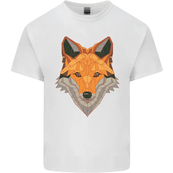 Polygonal Fox with a Geometric and Abstract and Art and Wildlife and Unisex T-Shirt, up to size 5xl