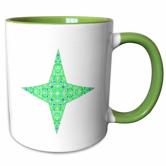 3drose, Polygonal Isolated Colorful Abstract Mosaic Star Polygon, 11oz Two-tone Green Mug
