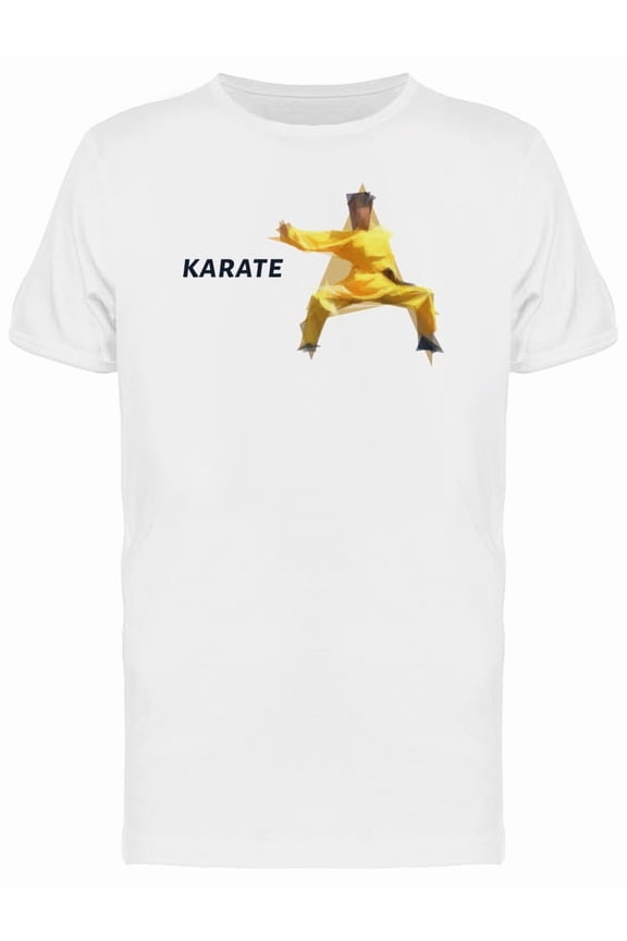 Polygonal Karate Fighter T-Shirt Men -Image by Shutterstock, Male Large