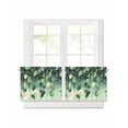 thumbnail image 1 of Polygonal Leaves Short Blackout Curtains 24 Inch Long Gold Green Watercolor Style Rod Pocket Kitchen Curtains, 2 Panels Thermal Insulated Room Darkening Drapes for Bedroom, 30"W x 24"L, 1 of 5