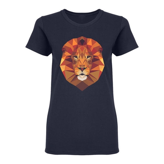 Polygonal Lion Head Design Shaped T-Shirt Women -Image by Shutterstock, Female Medium