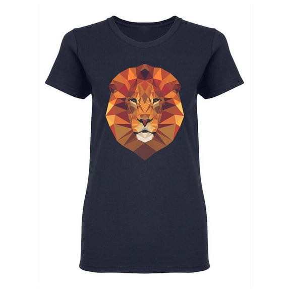 Polygonal Lion Head Design Shaped T-Shirt Women -Image by Shutterstock, Female Medium