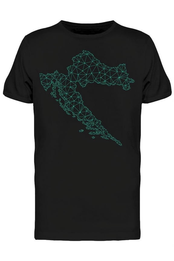 Polygonal Mesh Map Croatia T-Shirt Men -Image by Shutterstock, Male XX-Large