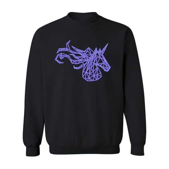 Polygonal Neon Unicorn Outline Sweatshirt Men -Image by Shutterstock, Male Medium