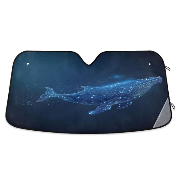 Polygons Blue Whale Car Windshield Sun Shade Foldable Car Front Window Visor Heat and UV Protection 57x31.5
