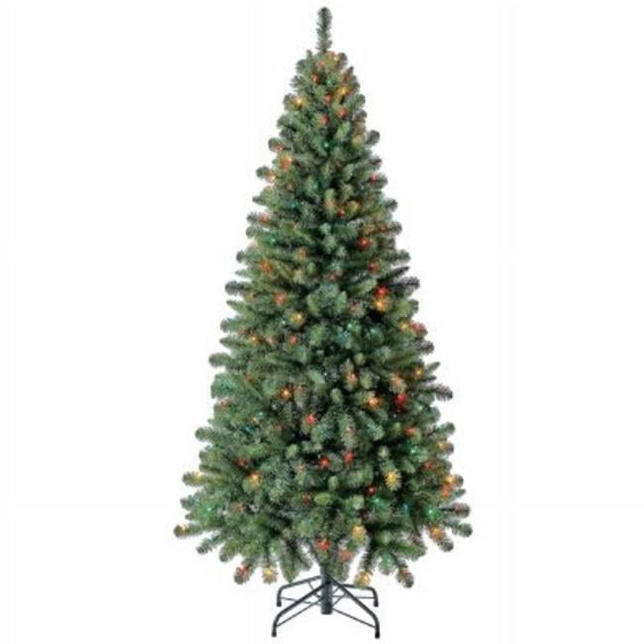 Polygroup Trading 6.5 ft. Multi Color Crisfield Fir Artificial Pre Lit Christmas Tree