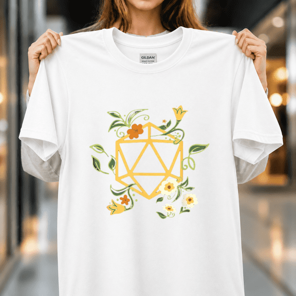 Polyhedral D20 Dice Set Plant Nerdy RPG Tabletop Gaming Hobbyist Design Unisex T-Shirt, S-5XL